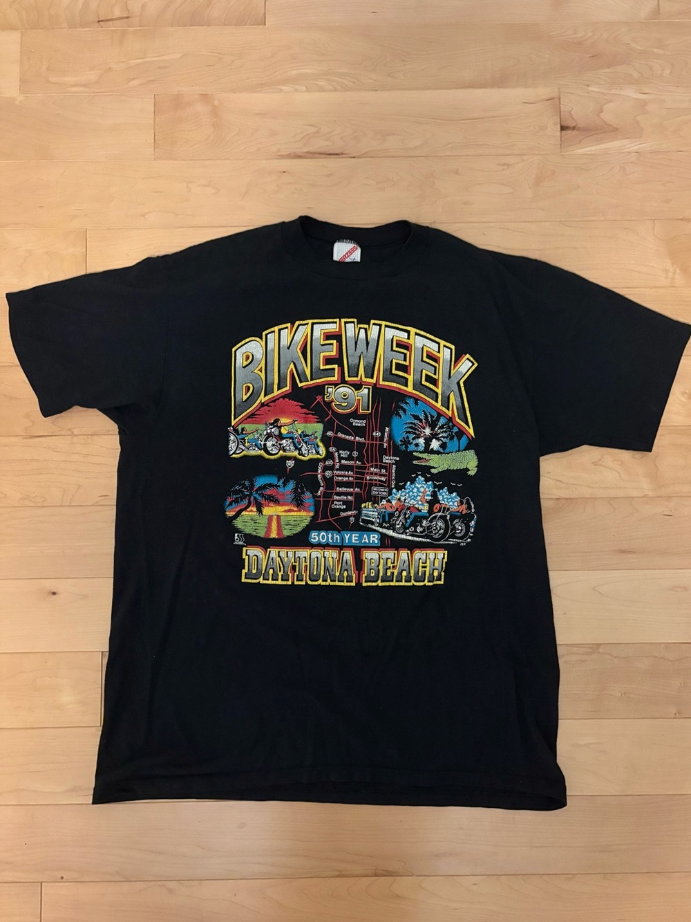 Vintage 1991 Bike Week Daytona Beach Shirt 50th Year Double Sided